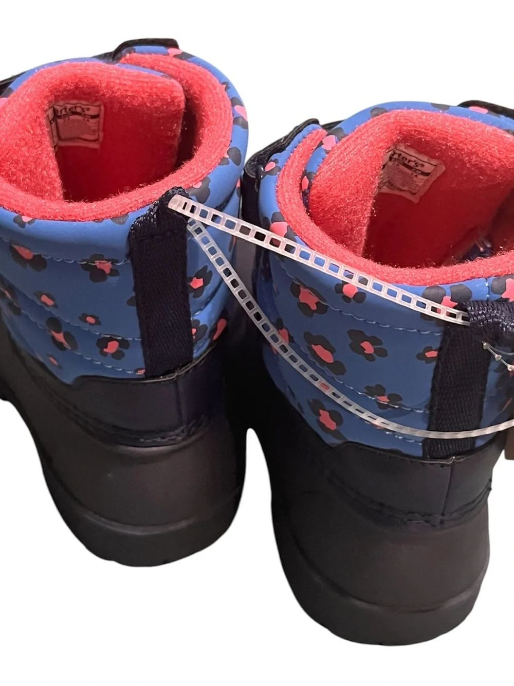 Carter's Navy Boots with Pink Leopard-Print Lining